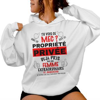 Sweat à Capuche Humour Couple Jaloux - Cadeau Drôle Saint-Valentin Ou Anniversaire