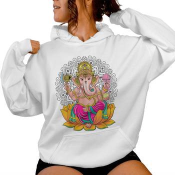 Sweat à Capuche Ganesh - Design Hindou éléphant Dieu - Pour Yoga, Méditation - Unisexe