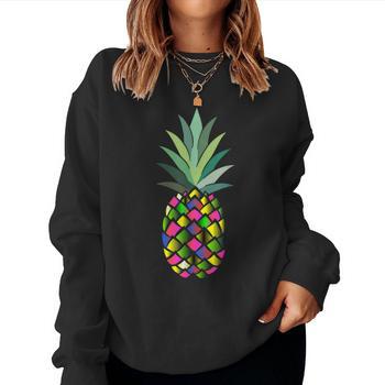 Pull à Capuche Femme Ananas - Coton Rayé Rose - Taille 8 - Manches Longues