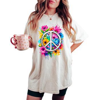 Débardeur Femme Hippie Peace Love Flower Power – Style Années 60-70, Signe De Paix - 11