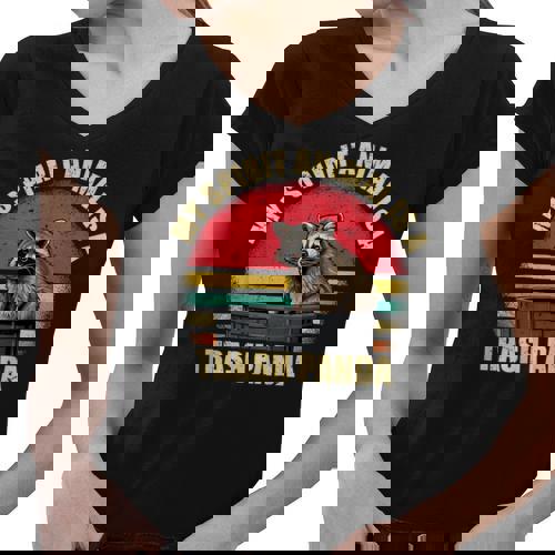 Trash Panda Spirit Animal Women's V-Neck T-Shirt for Raccoon Lovers - Raccsy