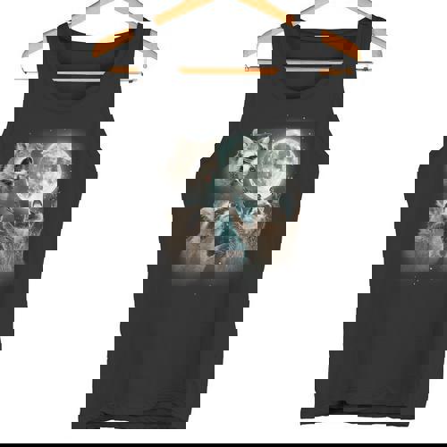 Raccoon 3 Racoons Howling At Moon Weird Cursed Tank Top - Raccsy AU