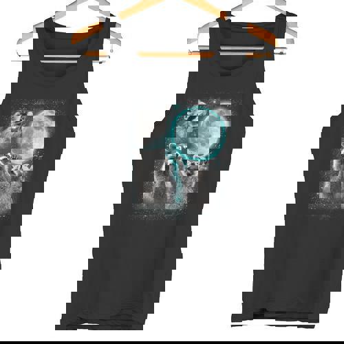 Raccoon Shirt 3 Racoons Howling At Moon Weird Cursed Tank Top - Raccsy