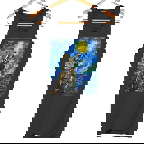 Starry Night Raccoon Tank Top - Van Gogh Inspired for Art Lovers - Raccsy