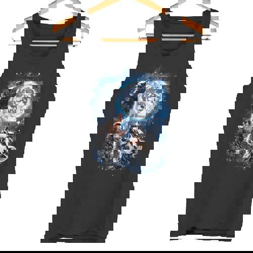 Three Animal Moon Howling Tank Top - Opossum, Raccoon and Skunk Theme - Raccsy