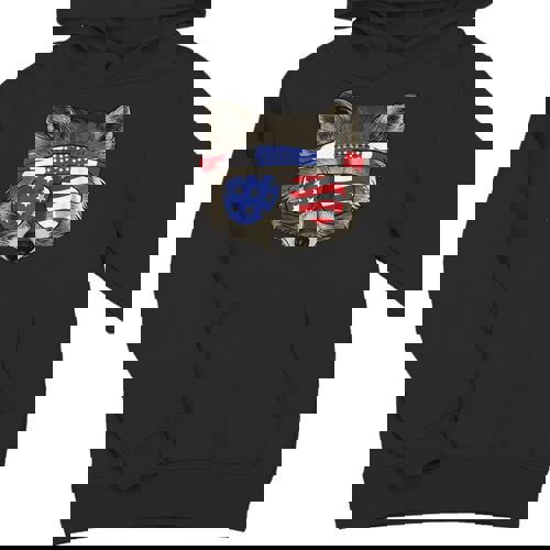 USA Patriotic Raccoon Unisex Hoodie - July 4th Trash Panda - Raccsy