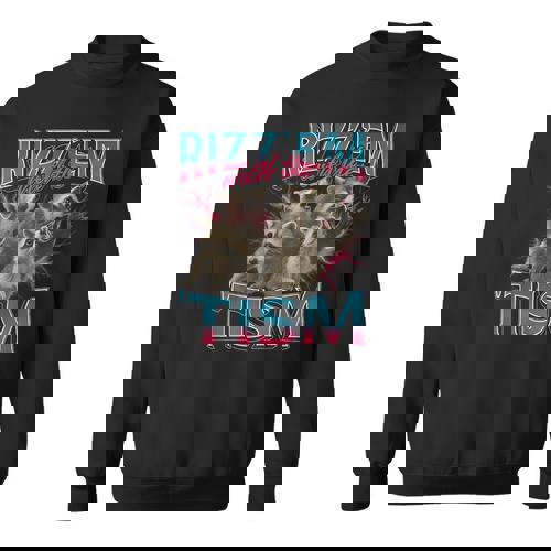 Rizz Em With The Tism Meme Autism Autistic Raccoon Sweatshirt - Raccsy AU