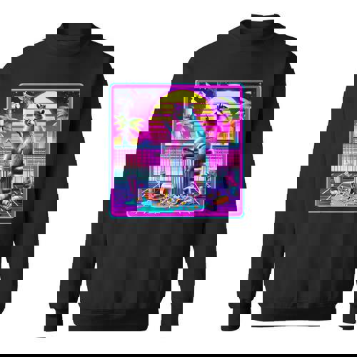 Vaporwave Synthwave Raccoon Sweatshirt | Retro Meme Style - Raccsy