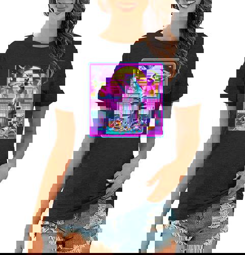 Vaporwave Raccoon Women's T-Shirt | Retro Synthwave Design - Raccsy