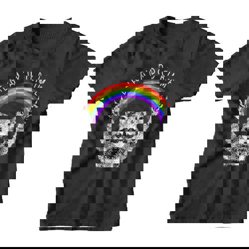 Raccoon LGBTQ Youth T-Shirt - Be Gay Do Crime Rainbow Design - Raccsy