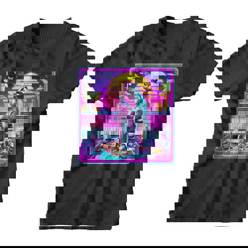 Vaporwave Raccoon Youth T-Shirt - Retro Synthwave Design - Raccsy
