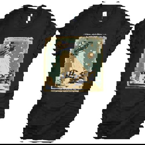 Alien Raccoon UFO Graphic Unisex T-Shirt | Vintage Design - Raccsy