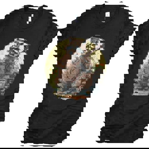 Cottagecore Raccoon Playing Banjo Unisex T-Shirt | Artistic Aesthetic - Raccsy