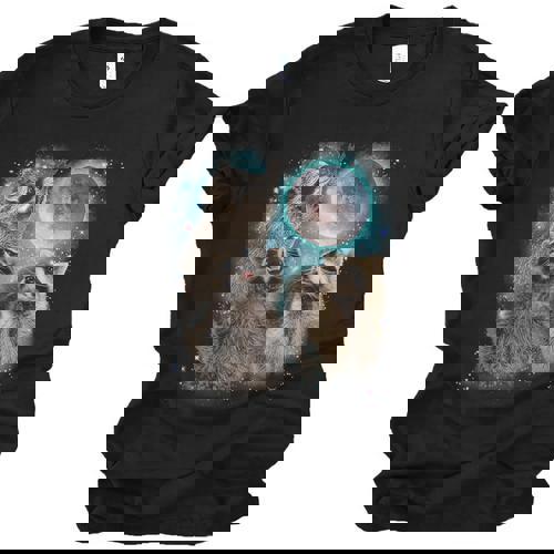 Raccoon Moon Howling Graphic Unisex T-Shirt for All Ages - Raccsy