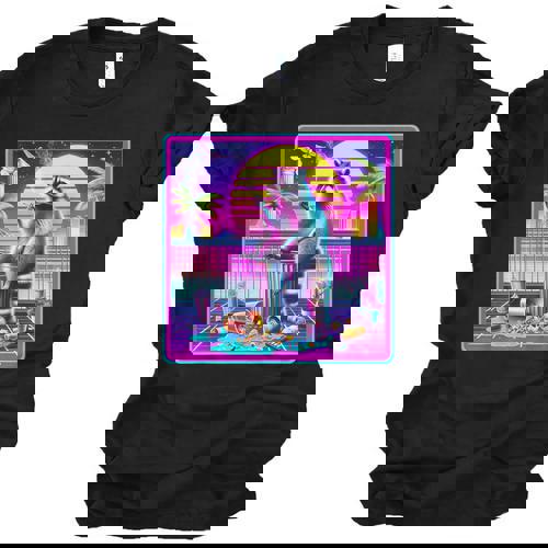 Vaporwave Raccoon Retro Synthwave Unisex Jersey T-Shirt | Fun Meme Style - Raccsy