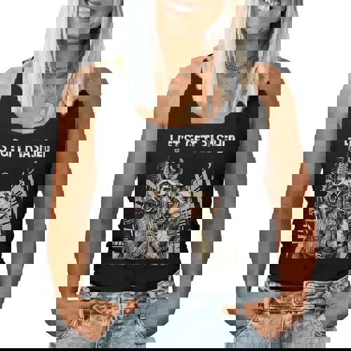 Let's Get Trashed Raccoon And Opossum Drinking Beer Women Tank Top - Raccsy