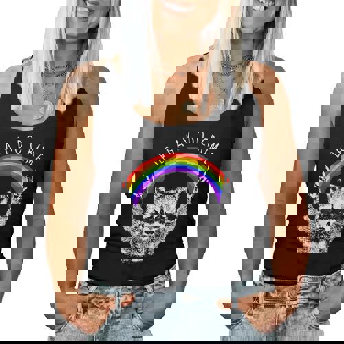 Raccoon LGBTQ Pride Tank Top - Be Gay Do Crime Rainbow Design - Raccsy DE