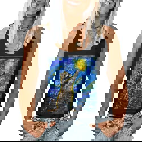 Raccoon Starry Night Van Gogh Women’s Tank Top - Art Lover’s Delight - Raccsy