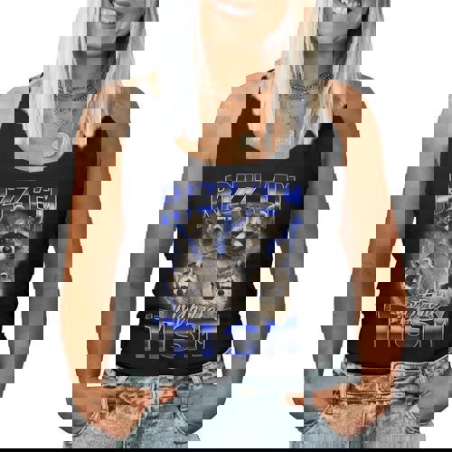 Rizz Em With The Tism Meme Autistic Raccoon Rizz Women Tank Top - Raccsy