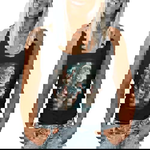 Three Possum Moon 3 Opossum Weird Cursed Meme Women Tank Top - Raccsy