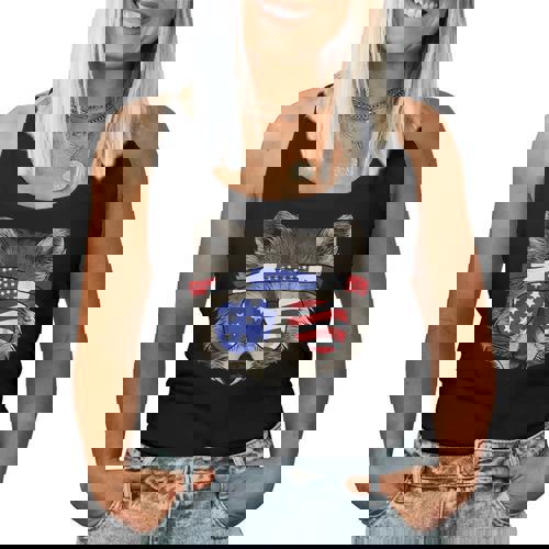 USA Patriotic Raccoon Tank Top - July 4th Trash Panda for Women - Raccsy