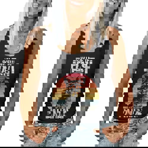 Vintage Retro Save The Trash Pandas Raccoon Women Tank Top - Raccsy AU