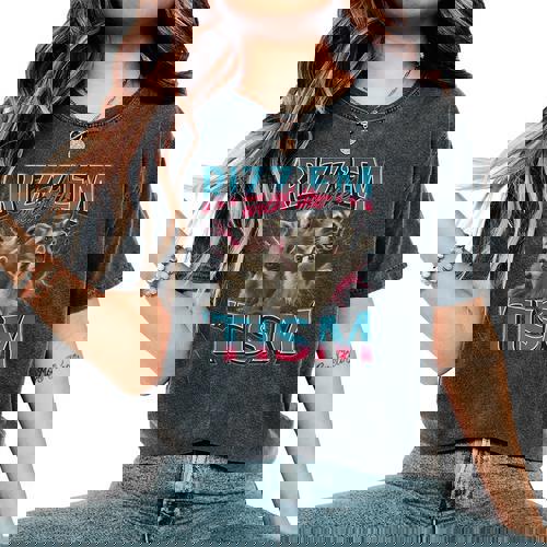 Rizz Em With The Tism Meme Autism Autistic Raccoon Women's Oversized Comfort Colors T-Shirt - Raccsy AU