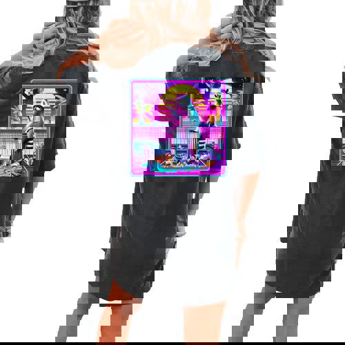 Vaporwave Raccoon Meme Women's Oversized T-Shirt | Retro Synth Vibes - Raccsy