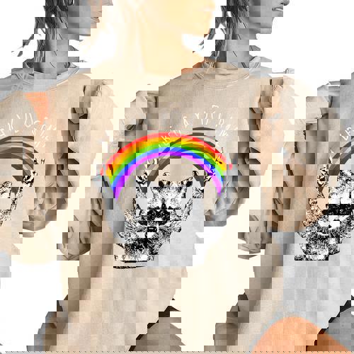 LGBTQ Pride Raccoon Sweatshirt - Rainbow Oversized Women's Top - Raccsy