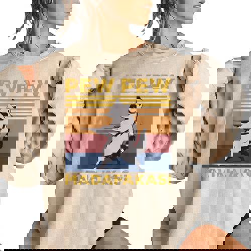 Pew Pew Madafakas Raccoon Vintage Women's Oversized Sweatshirt - Raccsy