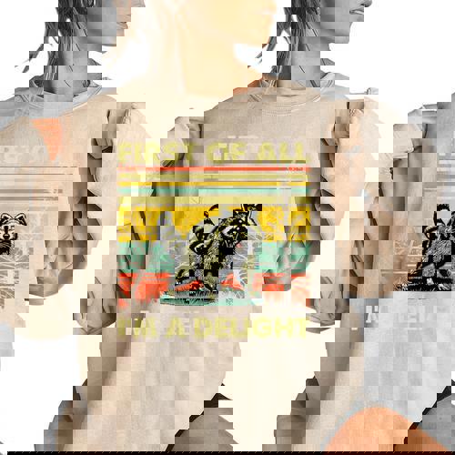 Retro Raccoon Women's Oversized Sweatshirt - Delightful Attitude - Raccsy