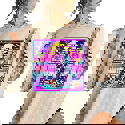 Vaporwave Raccoon Women's Oversized Sweatshirt - Retro Aesthetic - Raccsy