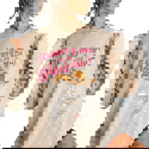 Women's Oversized Sweatshirt - Quirky Raccoon & Strawberry Jam Theme - Raccsy