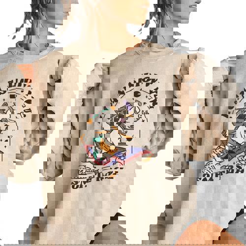 Women's Oversized Sweatshirt - Racoonicorn Fun & Playful Fashion - Raccsy