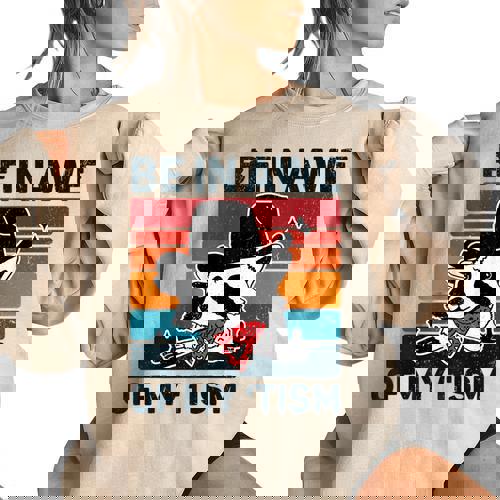 Be In Awe Of My 'Tism Vintage Autistic Autism Raccoon Women's Oversized Sweatshirt - Raccsy AU