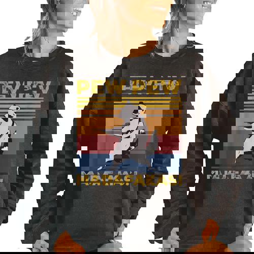 Pew Pew Madafakas Raccoon Lover Vintage Retro Women's Oversized Sweatshirt - Raccsy AU