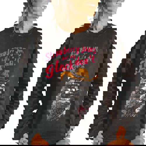Strawberry Jams But My Don't Raccoon Women's Oversized Sweatshirt - Raccsy AU