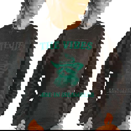 The Vibes Are In Shambles Sarcastic Raccoon Cowboy Women's Oversized Sweatshirt - Raccsy AU