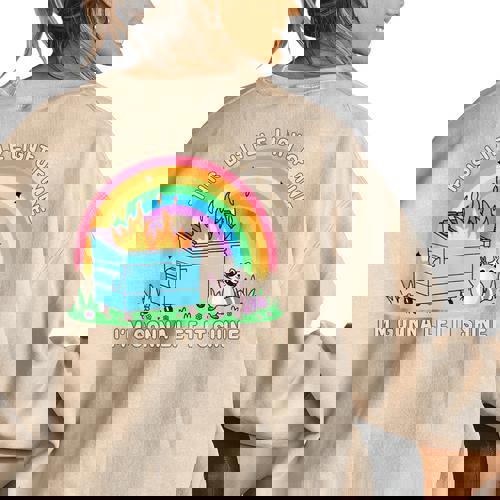 Groovy This Little Light-Of Mine Dumpster Fire Raccoon Women's Oversized Sweatshirt Back Print - Raccsy AU