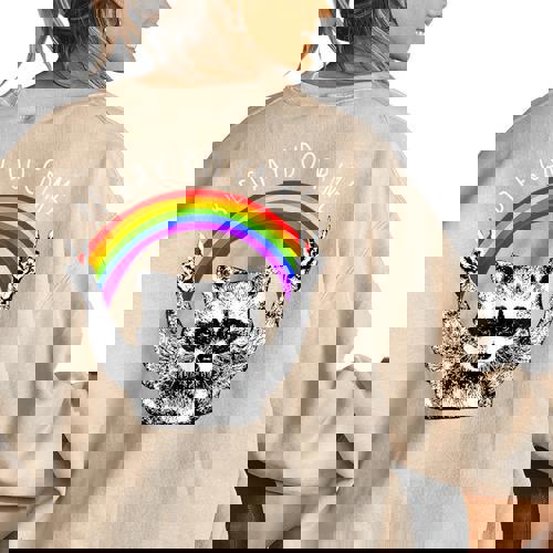 Raccoon LGBTQ Pride | Be Gay Do Crime Rainbow Women's Oversized Sweatshirt - Raccsy