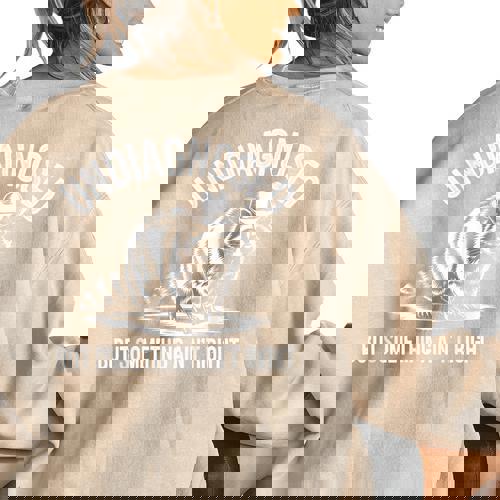 Undiagnosed But Something Ain't Right Cowboy Raccoon Women's Oversized Sweatshirt Back Print - Raccsy