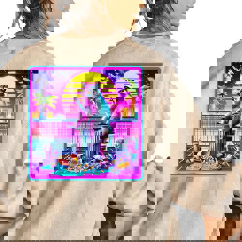 Vaporwave Raccoon Retrowave Women's Oversized Sweatshirt - Raccsy