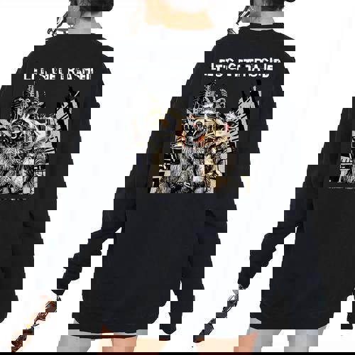Let's Get Trashed Women's Sweatshirt – Fun Raccoon & Opossum Graphic - Raccsy
