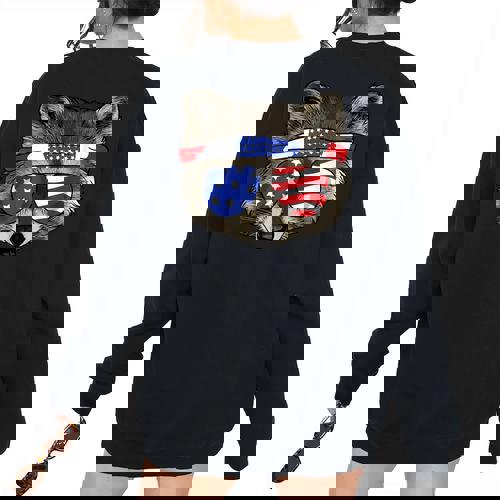 Patriotic Raccoon Back Print T-Shirt | Women's July 4th Tee - Raccsy