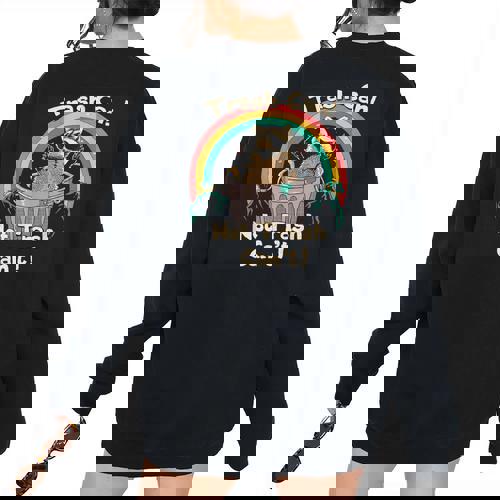 Raccoon Back Print Oversized Sweatshirt for Women - Humorous Casual Wear - Raccsy
