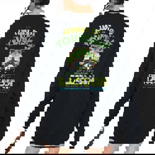 Raccoon Oversized Women's Sweatshirt with Back Print | Cozy Wear - Raccsy