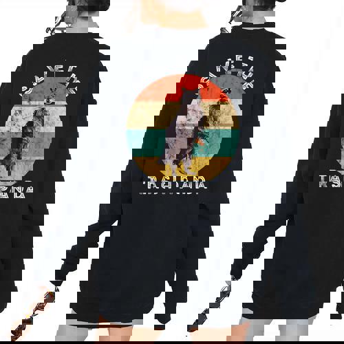 Raccoon Retro Sunset Women's Oversized Sweatshirt | Save the Trash Panda - Raccsy