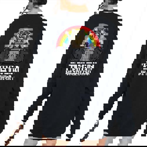 Raccoon Trash Can Not Cant Street Cat Men Women Kids Women's Oversized Sweatshirt Back Print - Raccsy