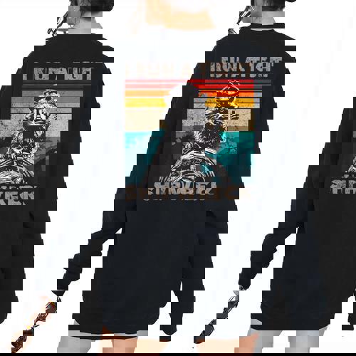 I Run A Tight Shipwreck Raccoon Captain Vintage Women's Oversized Sweatshirt Back Print - Raccsy AU