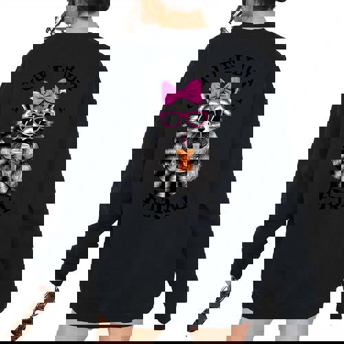 Colorful Raccoon Oversized Sweatshirt - Small Women's Back Print - Raccsy